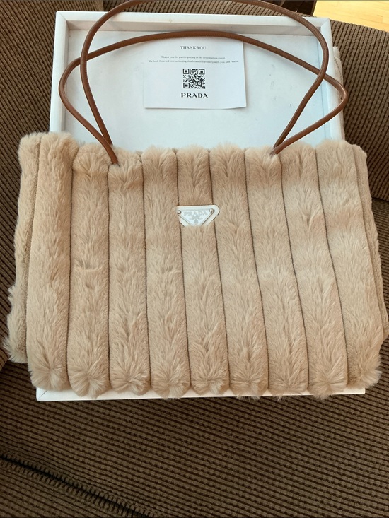 Prada Handbags - PRADA Beige Faux-Fur  Tote